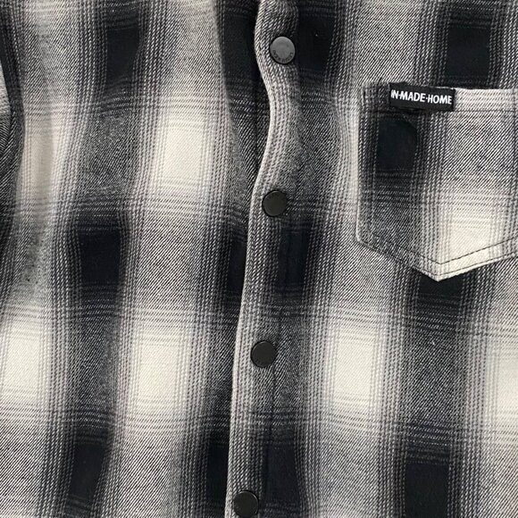 Y2K Original Fashion heavy/thick black grey white plaid girls fleece long sleeve - Picture 3 of 8